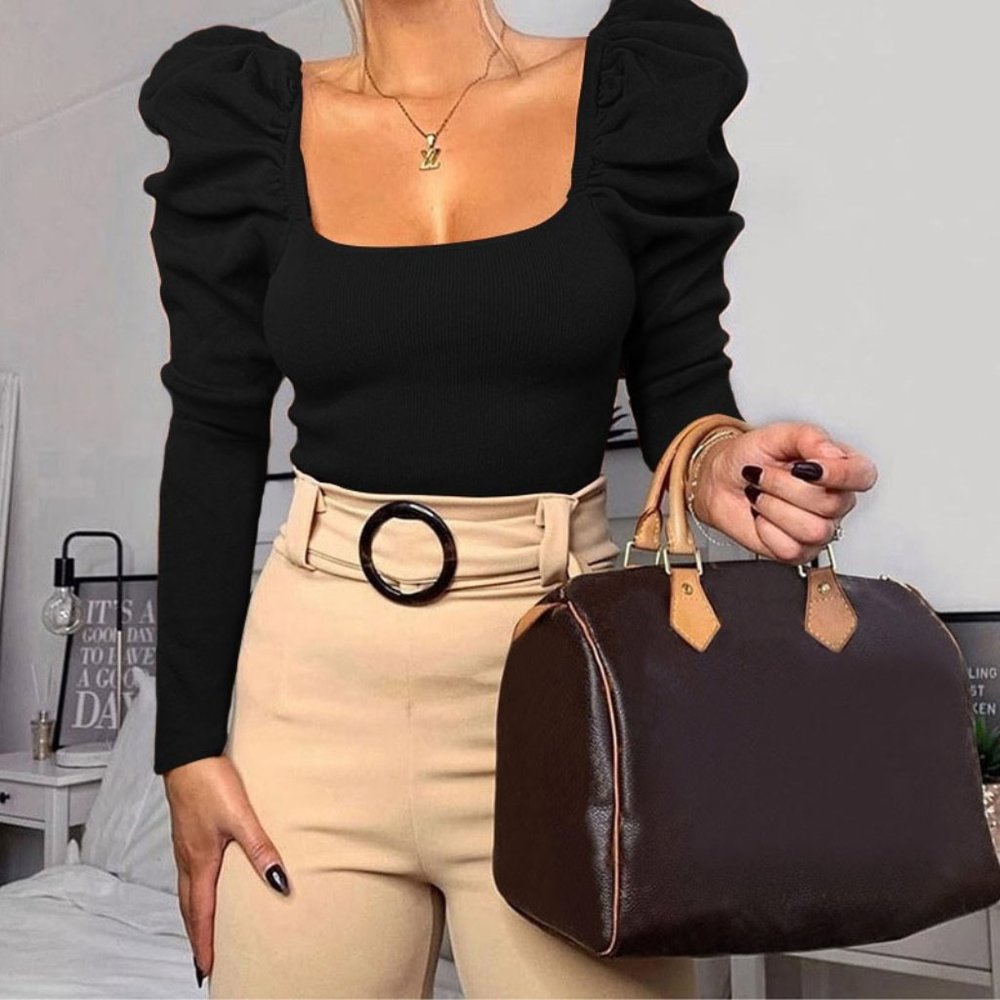 Autumn Crop Puff Sleeve Top